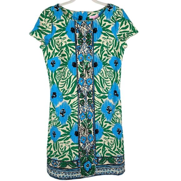 Lilly Pulitzer Layton Sea Oat Ikatty Ikat Engineer Print Shift Dress Size Medium - Picture 5 of 12
